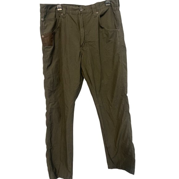 Wrangler Workwear Mens Olive Green Utility Pants 36x32 100% Cotton Lightweight - Picture 1 of 4
